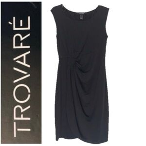 🎷 TROVARE Black Ruched Sheath Sleeveless Dress NWT M